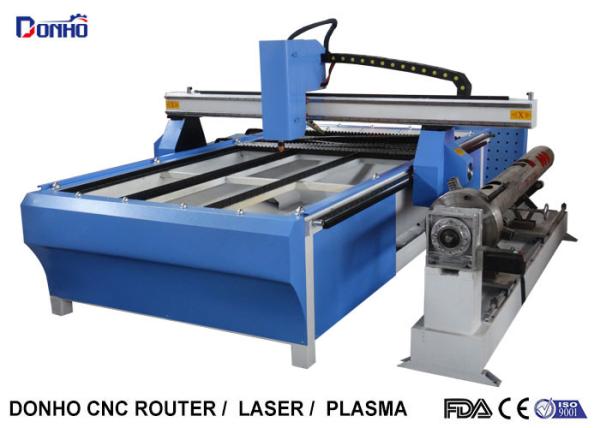 Blue CNC Plasma Metal Cutting Machine / Industrial Plasma Cutter With Rotary Axis