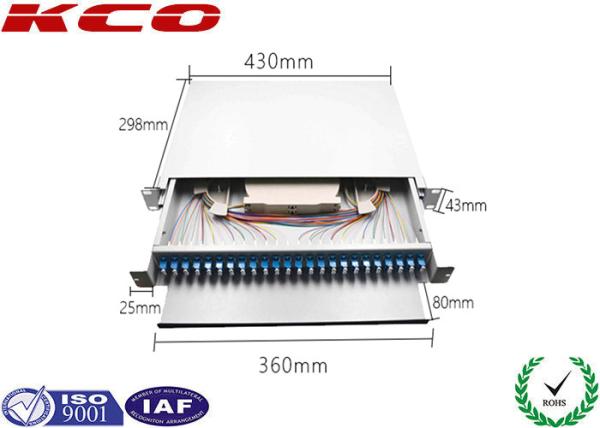 48 Cores LC Duplex 1U Drawer Network Termination Box , Rack Mountable Fibre Termination Panel