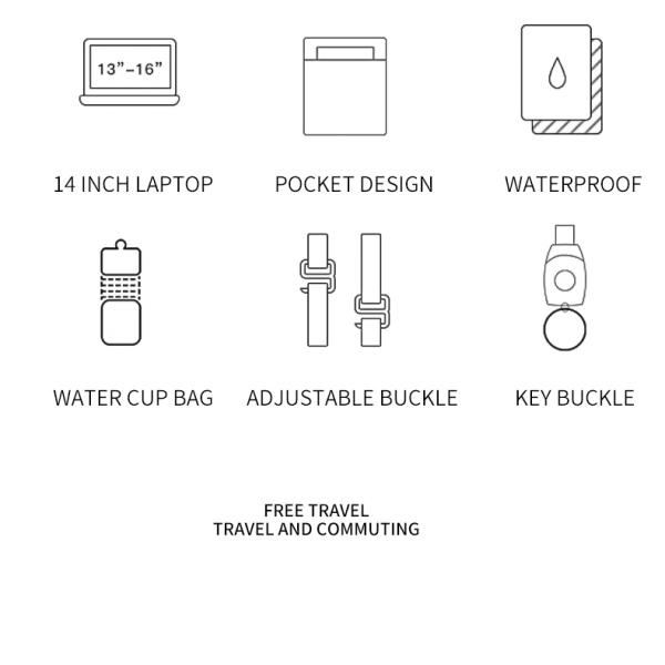 Рюкзак компьютера бизнесменов водоустойчивого рюкзака людей случайный мужчина рюкзака перемещения сумки ноутбука 14 дюймов задний светлый
