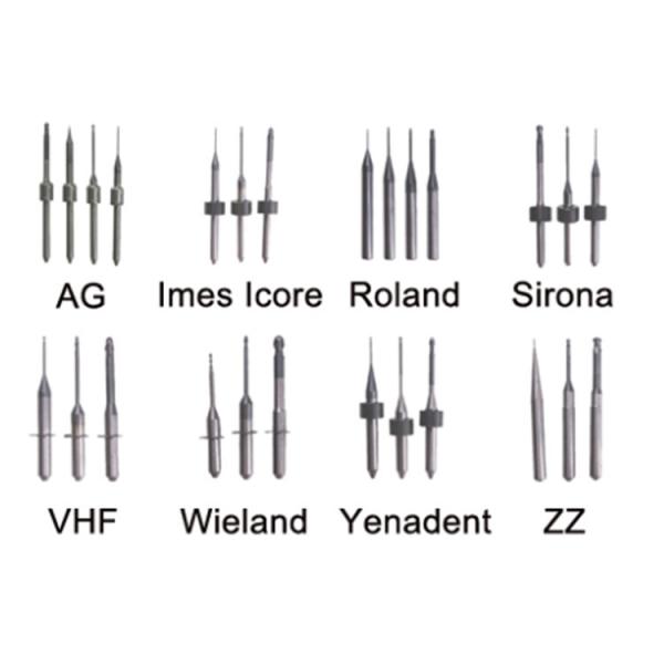 VHF Amann Arum Dental Milling Burs CAD CAM Milling Cutter 0.6mm 2.0mm 2.5mm