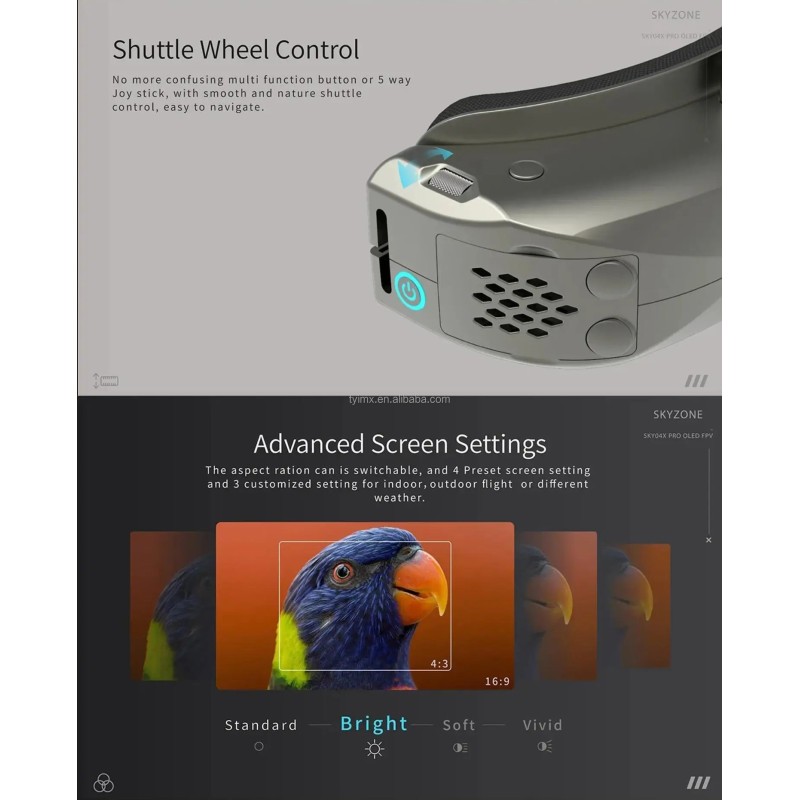 SKY04X PRO FPV Racing Goggles SteadyView & 1080p DVR with OLED Display and Head Tracker Plastic Material for Drones