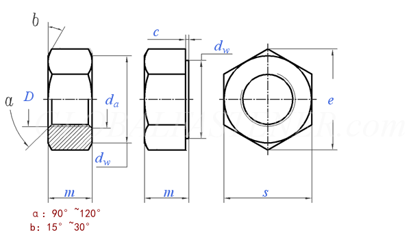 AS NZS Heavy Hex HDG YZP ZP BLACK M16-M36 Carbon Steel Nuts