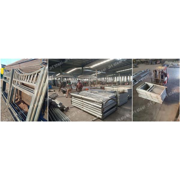 Bamboo Pine Internal Black Powder Coated Metal Horse Stable Stall With Swing Door