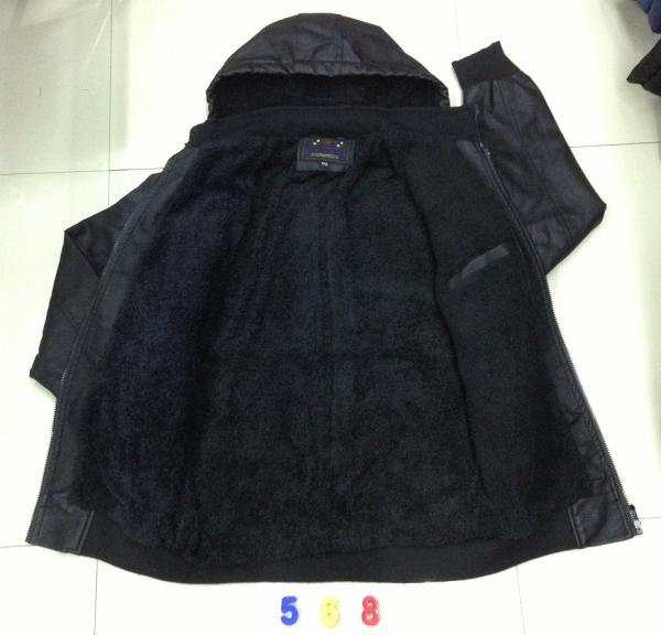 568 Men's black pu jacket coat stock