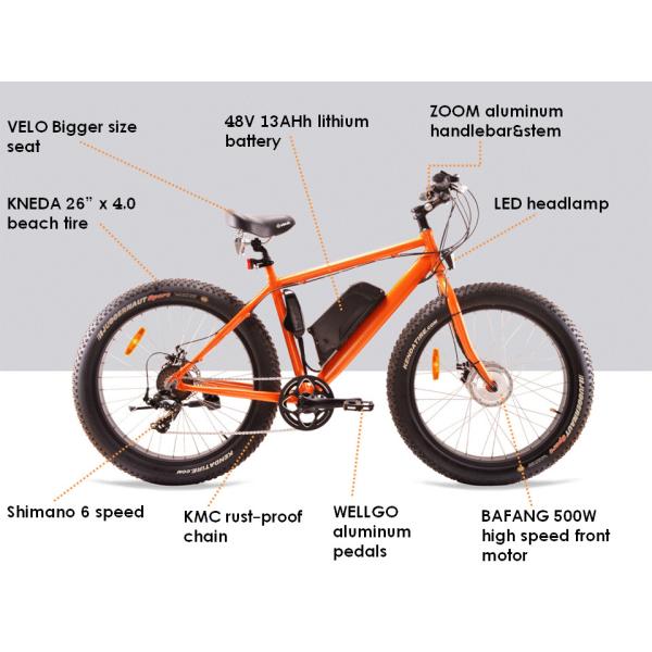 32km/H Electric Beach Cruiser Bikes , 4 Inch Fat Tire Beach Snow Electric Bike