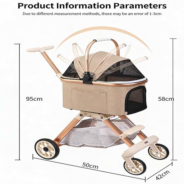 Wholesale Dog Cat Stroller, Foldable Lightweight Travel Trolley, 4-Wheel Safe Breathable Pet Carrier Bulk
