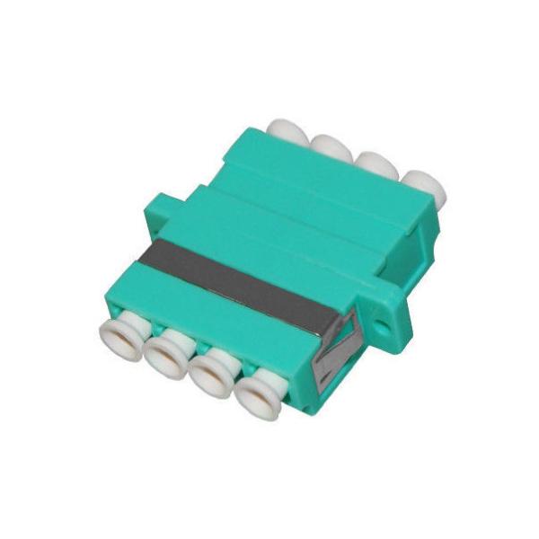 LC OM3 Quad Fiber Optic Adapter With Flange , Blue / Beige / Aqua