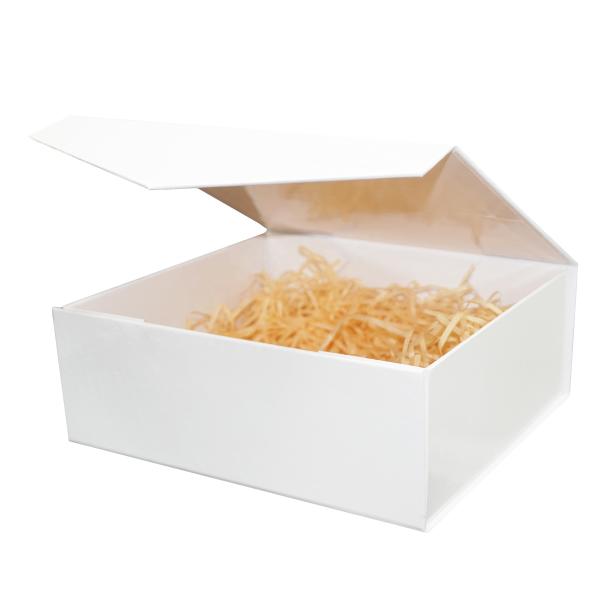 Caixa de presente de papelão dobrável magnético branco brilhante para presentes de artesanato