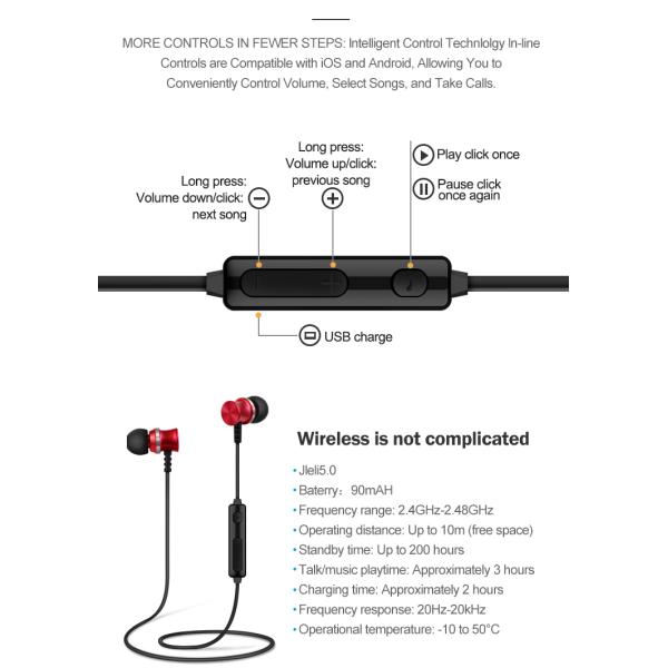 Wear Resistant Necklace Wireless Stereo Earphone 2.4GHz 10mm Speaker