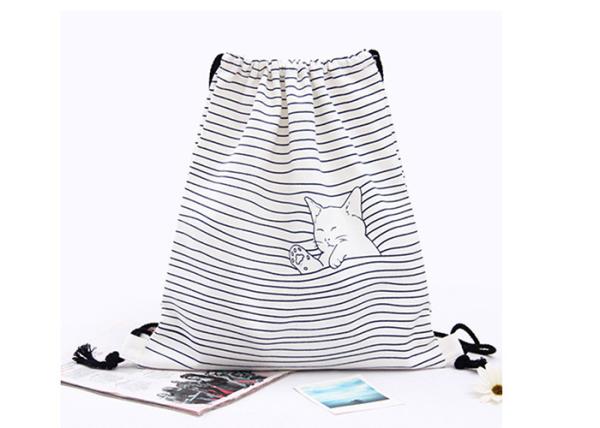 Dual-use travel backpack bag drawstring student creative printing cloth bag