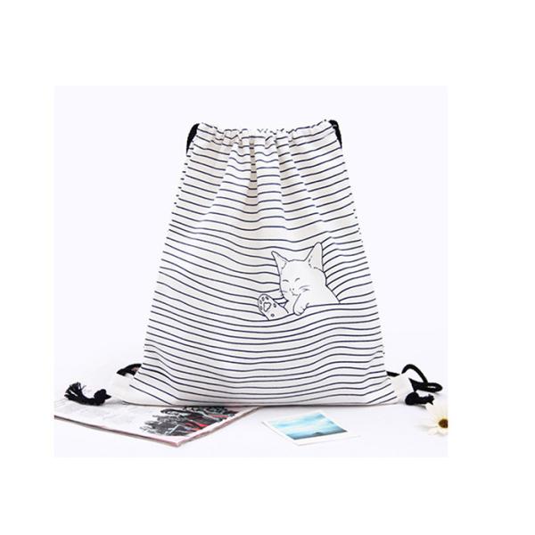 Dual-use travel backpack bag drawstring student creative printing cloth bag