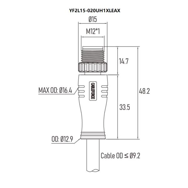Crimping Termination 2M Sensor Actuator Cable M12 L Code 5 Pin Female Connector