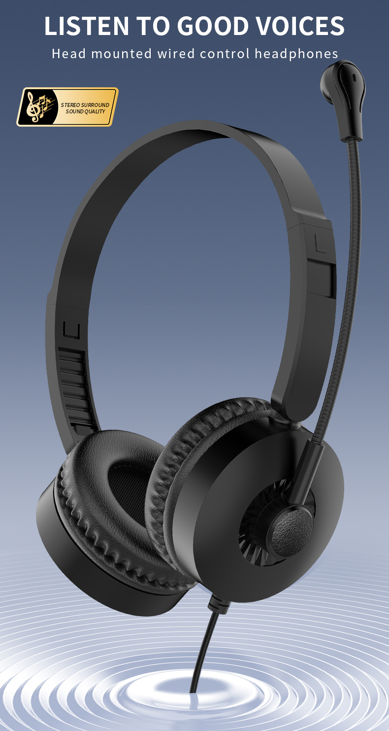 JTY- K3 Head mounted wired headphones with microphone and wired control USB/Type-C/3.5mm multi interface online course learning, customer service, computer headset support OEM/ODM customized products