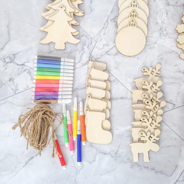 DIY Wooden Christmas Ornaments Unfinished Predrilled Wood Slices for Holiday Hanging Decorations
