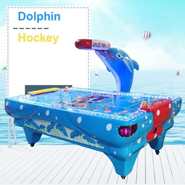 Coin Operated Two Players Dolphin Air Hockey Table For Game Center