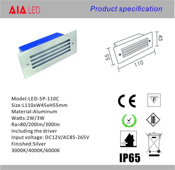 Exterior hot sell IP65 3W 3years warranty led stair light &LED Step light for bridge used