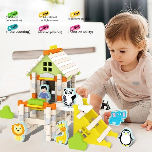 Children Learning Toys Building Block Educational Diy Mortise and Tenon Building Blocks Montessori Kids Stacking Wooden Toy