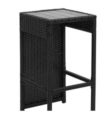 ODM OEM Rattan Tecido Outdoor High Table And Bar Stools Leisure Hotel Set de Jantar Patio do pátio