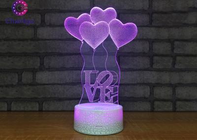Heart Shape RGB 3D LED Illusion Lamps Acrylic And ABS Material For Birthday Gifts