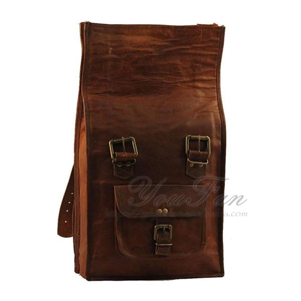 Mens Vintage Roll On Laptop Backpack leather rucksack
