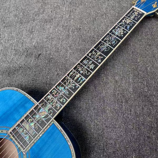 AAAAA solid spruce top OM body water ripple SOLID back side acoustic guitar bone nut