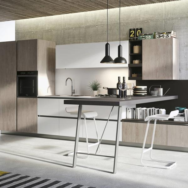Melamine Finish Kitchen Hanging Cabinet Mix With White And Black Color Handless