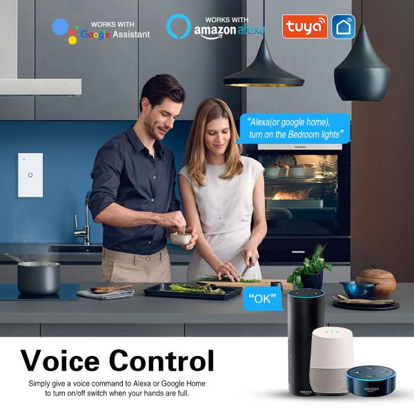 1gang Live Wire Seamless Connectivity Tempered Glass Intelligent Wall Switch WI FI Remote Con