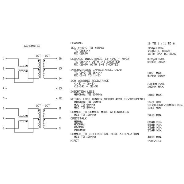 Порт 16Pins HX2260NLT модуля Magnetics трансформатора Lan S558-5999-T5-F одиночный