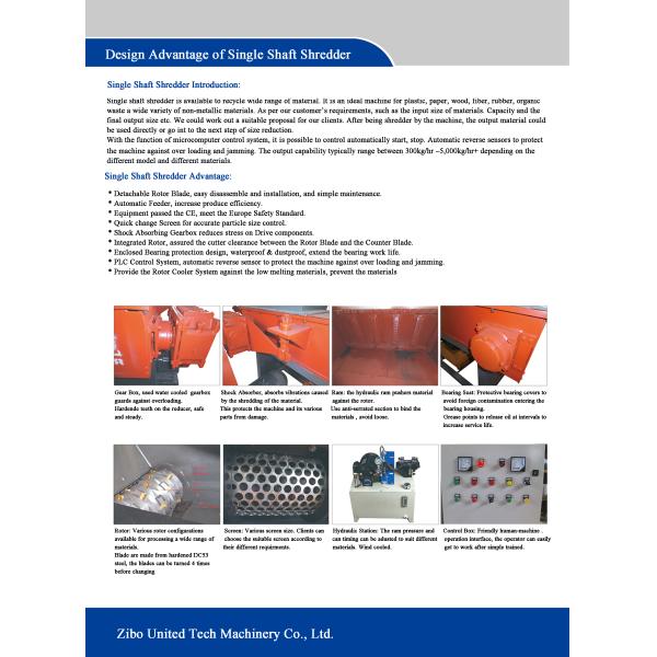 waste wood board /wood box / wood furniture Shredding machine, single shaft shredder