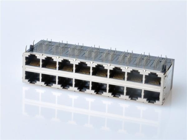 RJ45 Gigabit Magnetic Jack, Enabled PSE PoE+ 2x6, with LEDs Left/Yellow-Green and Right/Yellow-Green