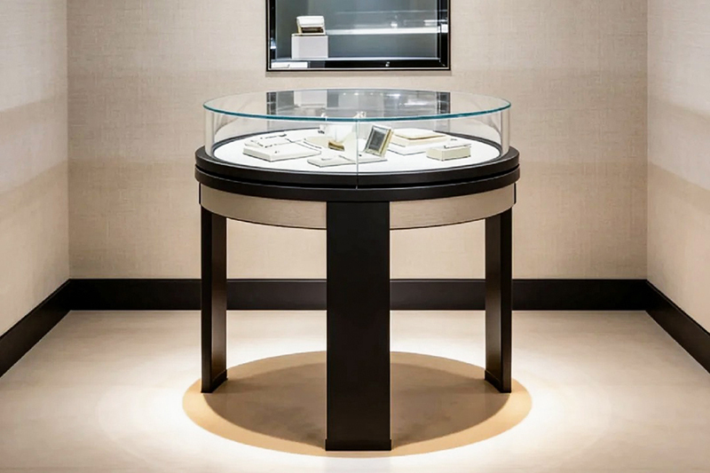 Island Jewellery Showroom Counter Modern Black Wood Jewelry Pedestal Customizati