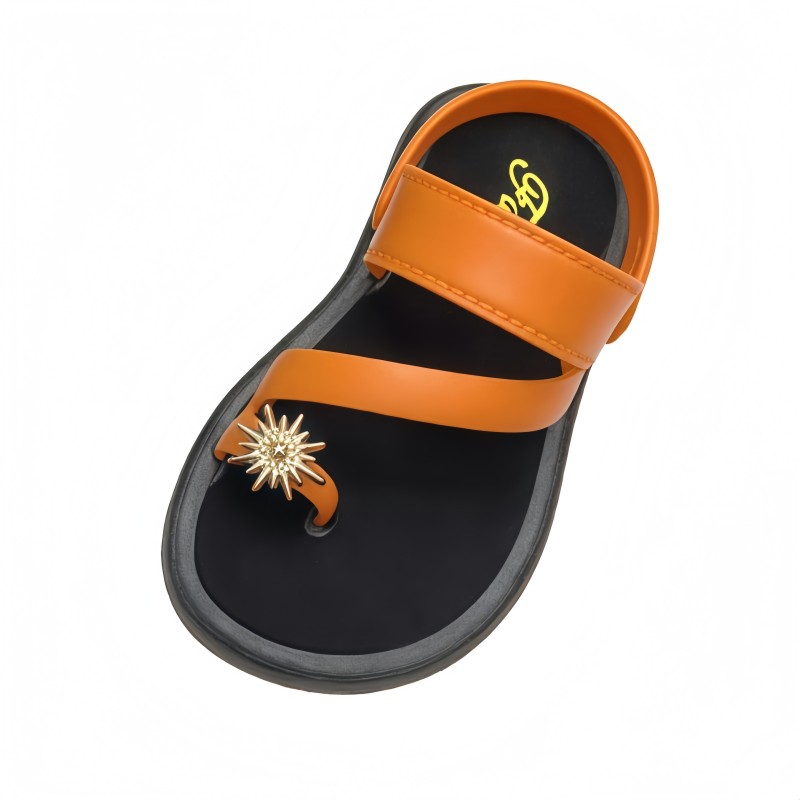 PVC Sun Decor Girls Toe Ring Sandals Anti-slip Soft Sole Children Fashion Beach Sandals