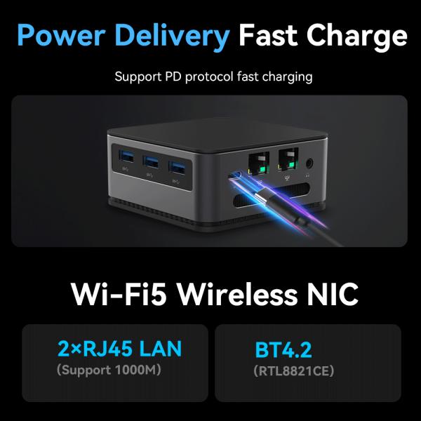 Intel Alder Lake N95 4 Core 4 Thread Mini PC с LPDDR5 12G 2 Ethernet и Wi-Fi