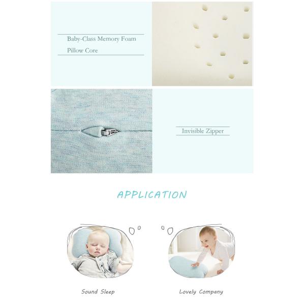 Organic Durable Baby Memory Foam Pillow Head Shaping Solid Pattern Type