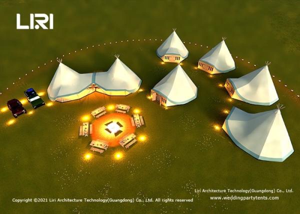 Polyester Taffeta Outdoor Glamping Tent Log Wall And Wooden Structure