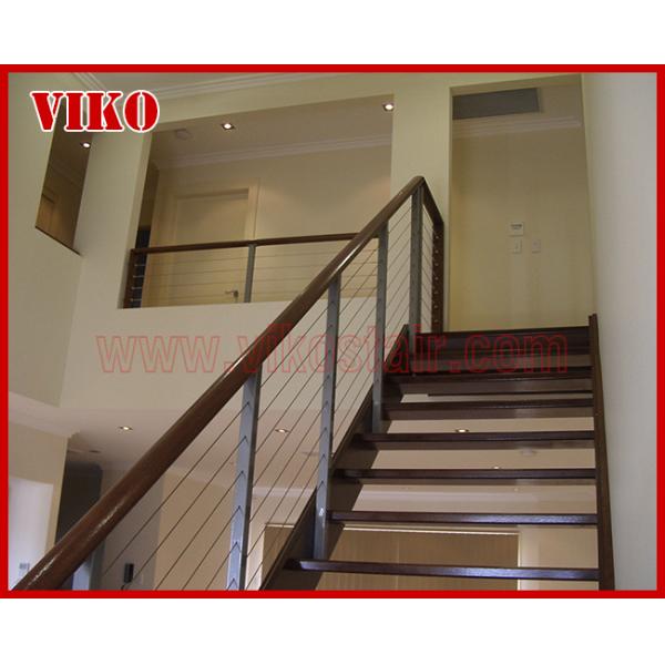 Steel Cable Stair VK78SC Carbon Steel Powder-coate Aluminum Baluster Treed Beech Handrail 304 Stainless Steel Glass