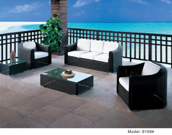 5 piece -weather resist PE wicker arm club chair and  3 seater sofa  -9159