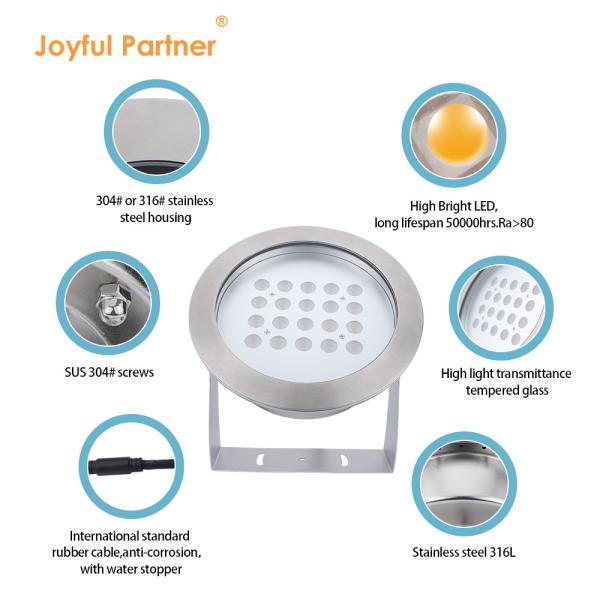 Outdoor Waterproof IP68 DMX Led Big Wattage 20W 40W 60W 80W RGB 3in1 For Fountain