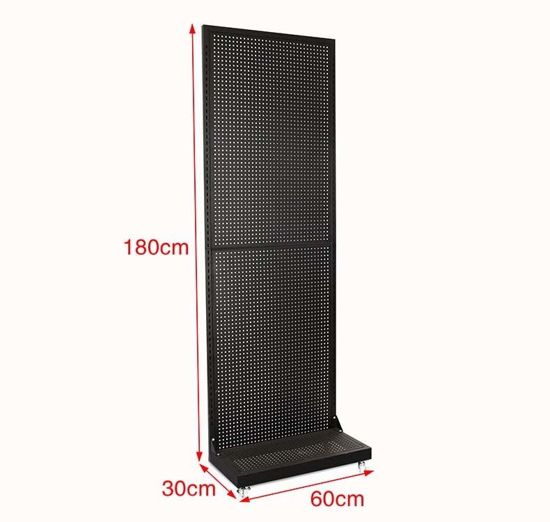 Eco-friendly Metal Pegboard Display Rack with End Cap Hole Mesh Panel and Baskets