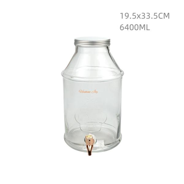 Volume 6.4L Glass Beverage Dispenser With Spout Glass Jar Drink Dispenser