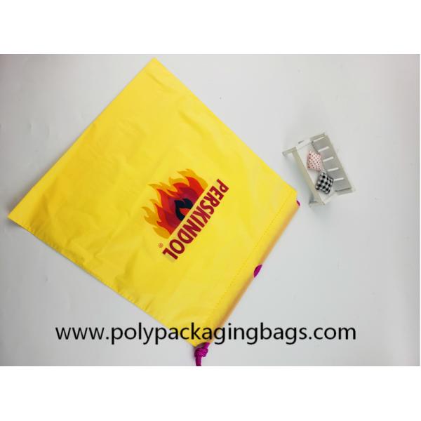 Yellow Waterproof Nylon Mesh Promotional Drawstring Bags / Personalized Drawstring Bags