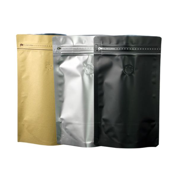 Hot Sale Matte Multi Color Zipper Valve Aluminum Foil Sealed Coffee Bags Food Packaging Bags Stand up Bag