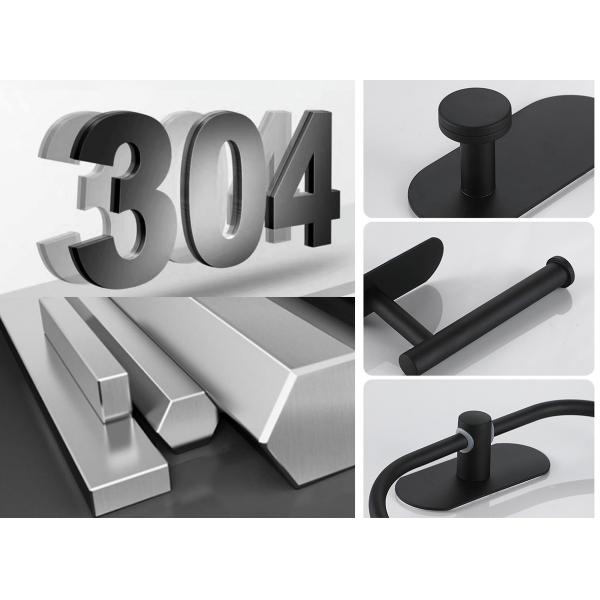 SUS304 Wall Mounted Bathroom Rack Set 6 PCS Matte Black color