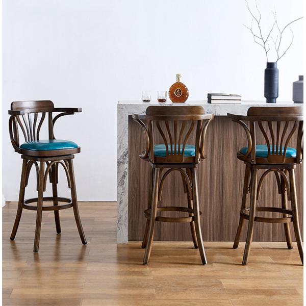 British Style Luxury  Wooden Pub Bar Counter Stool Home Modern Cafe Furniture High Bar Chairs Wholesale Classic Bar Stool