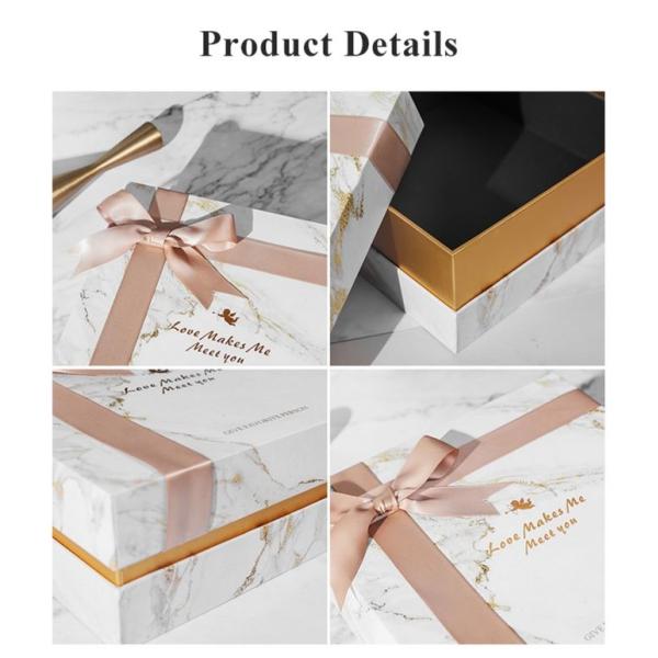 21*21*9cm Marble Texture Rigid Paper Gift Box , Lift Off Lid Box For Wedding Favor