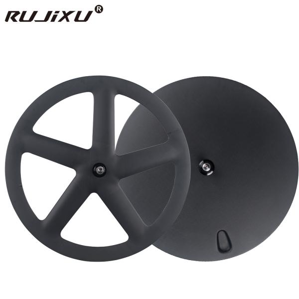 RUJIXU Factory 700C Carbon Wheel Closed Wheel Clincher or Tubular 5 Spoke Fixed Gear Carbon Wheelset