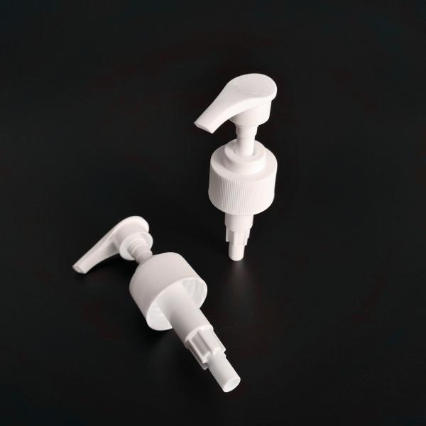 In stock 28 410 white plastic ribbed thread screw auto locked lotion pump