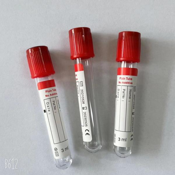 Disposable Pet Red Cap Plain Blood Collection Tube No Additive Medical