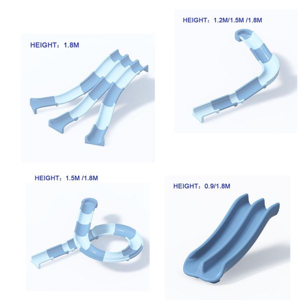 Custom Modular Water Slides for Water Houses FRP  304 Stainless Steel  Straight Spiral  Wide Slides