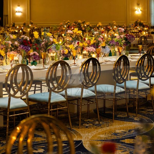 Luxury Golden Double Ring Orbit Chair for Events Weddings Hotels Restaurants Outdoor Bars-Stainless Steel Rental Chair